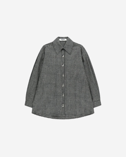 混色毛料寬版襯衫