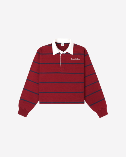 Serif Logo-小字橫條Polo衫/紅色