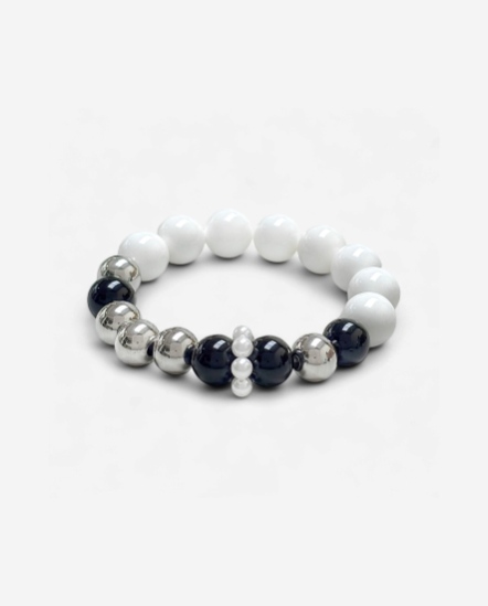 墨雪守護 硨磲x黑瑪瑙 水晶手串