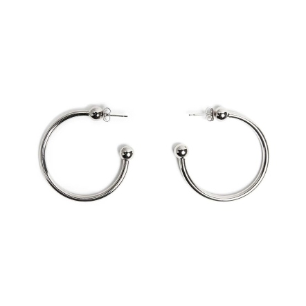 Devon雙珠粗款C型耳環/大/銀色 