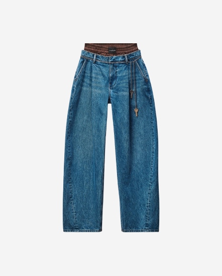 內搭拼接鍊條彎刀褲