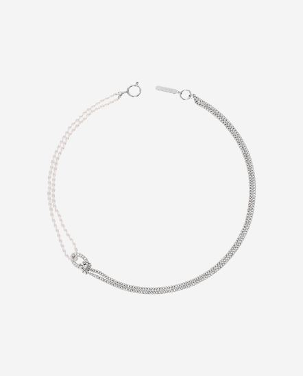 DANIELLE-小米珍珠鑽圈鍊條項鍊