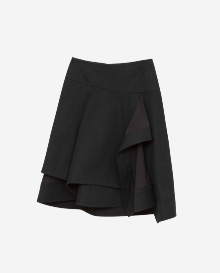 不規則荷葉短裙/黑色