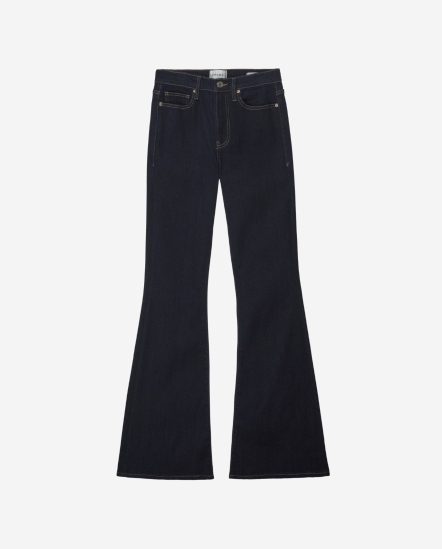 LHF243黃色縫線牛仔喇叭褲