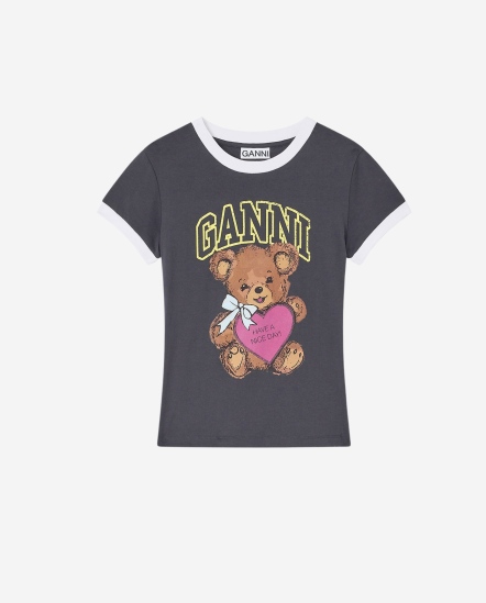 愛心泰迪熊滾邊短袖T