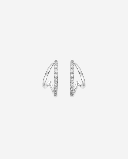 Siena-鏤空半鑽雙半圓耳環