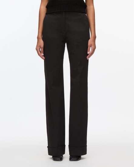 反摺褲管西裝長褲/黑色