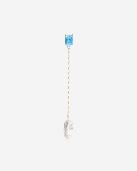 Blue Link-藍方鑽鍊條小C耳環/單18k