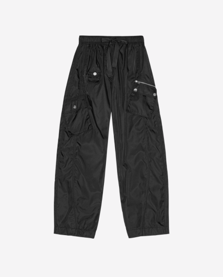 口袋縮褶尼龍長褲