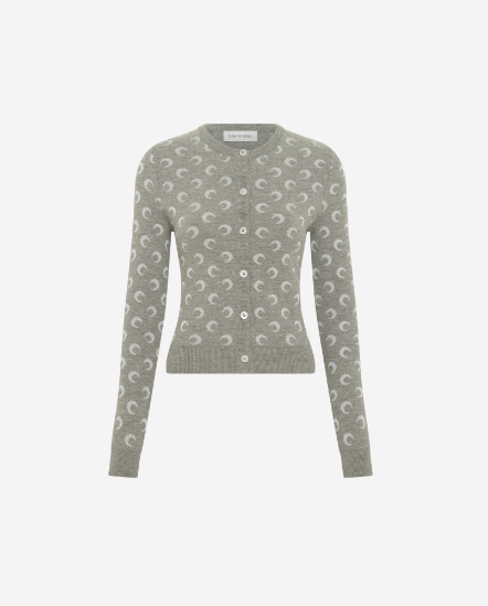 月亮緹花針織外套/灰色