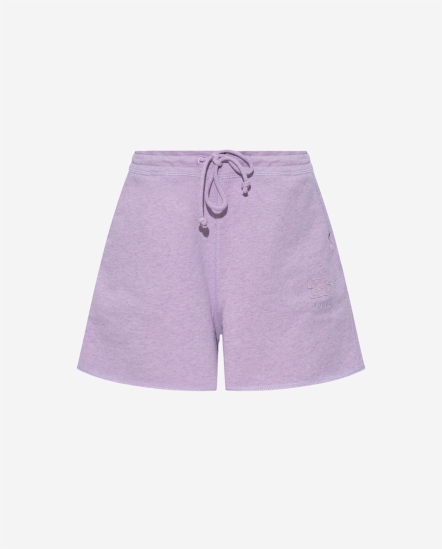 刺繡標誌抽繩短褲/粉紫