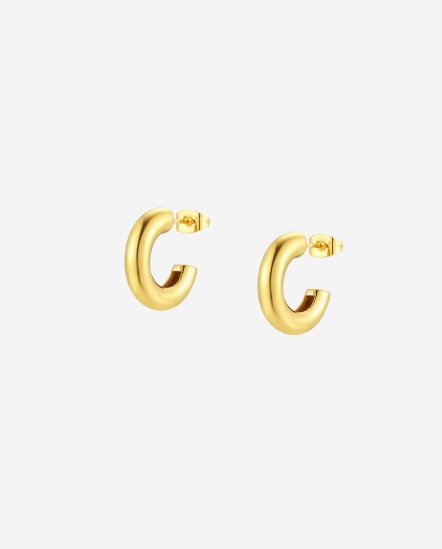 Circle Hoop B-粗金屬C型耳環/K金