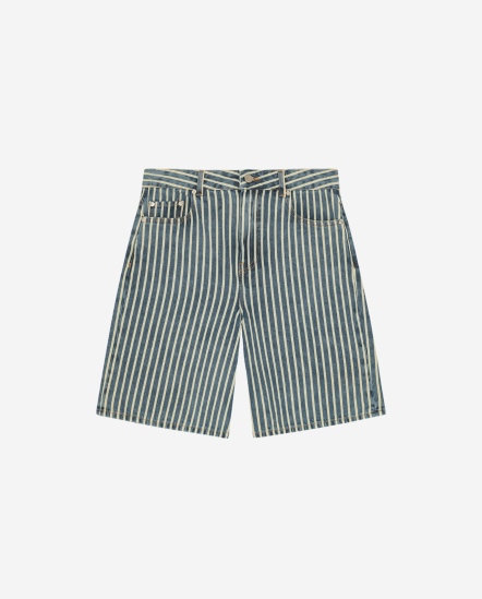 米白條紋牛仔五分褲