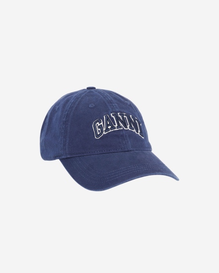 刺繡Ganni字棒球帽/深藍色