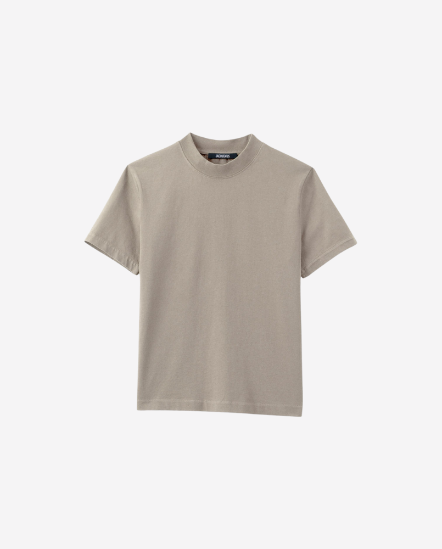 後底logo短袖T/卡其灰