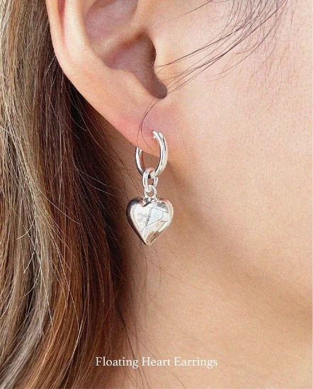 Floating Heart-澎澎心漂浮耳環