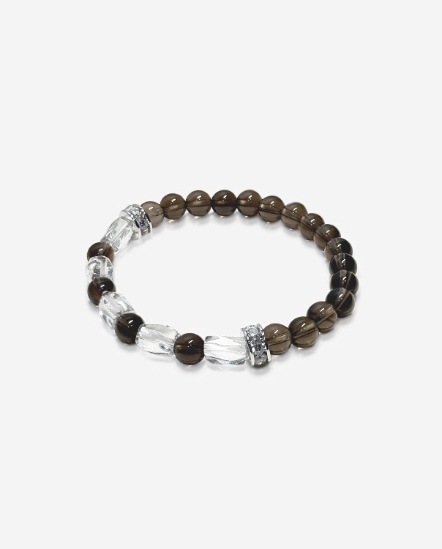 靜謐茶境 茶晶x白水晶 水晶手串 6mm