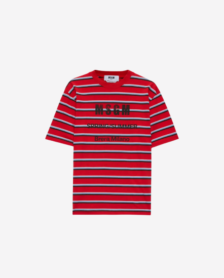 印刷Logo春夏條紋短袖T