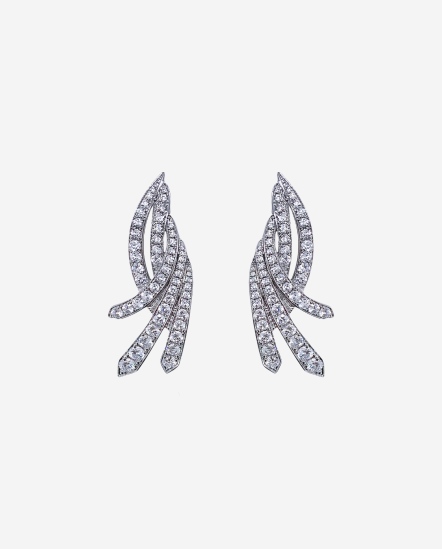 LANA-羽毛鑲鑽耳環/夾式