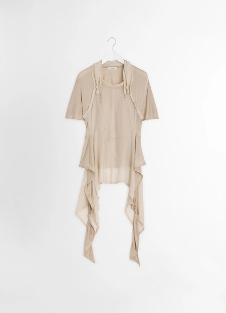 垂墜繩結飄逸短袖上衣