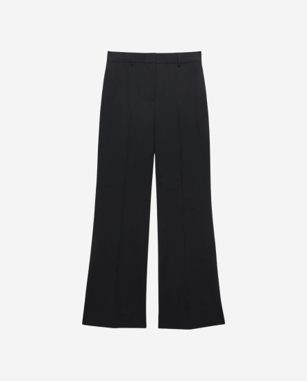 隱藏釦西裝長褲/黑色