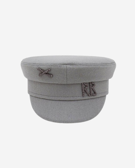 深灰RB串珠字毛料軍帽
