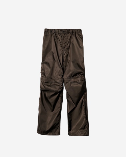 兩穿式尼龍布料長褲/咖啡色