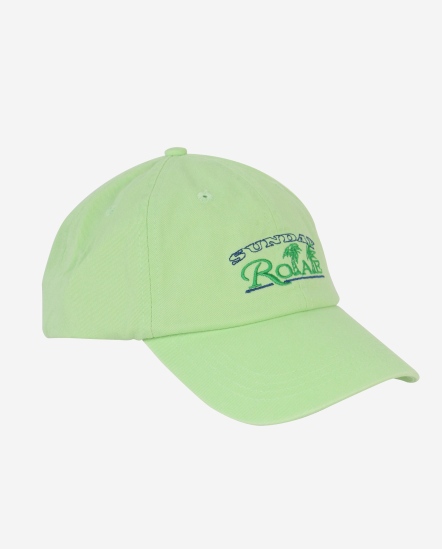 刺繡草寫字椰子樹棒球帽/粉綠色