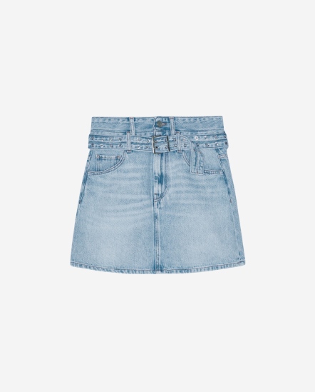 水洗抓色牛仔短裙