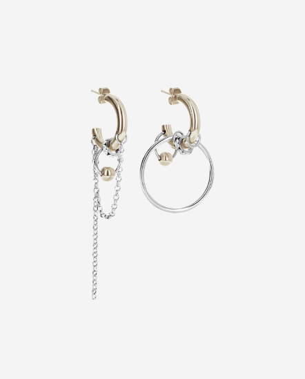 CLARK-金圈雙色鍊條鑽耳環