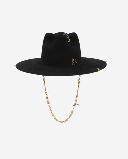 T圈金鍊繩毛氈凹頂紳士帽