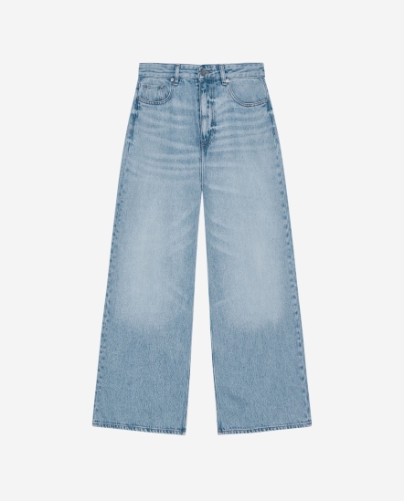 水洗抓色牛仔直筒褲