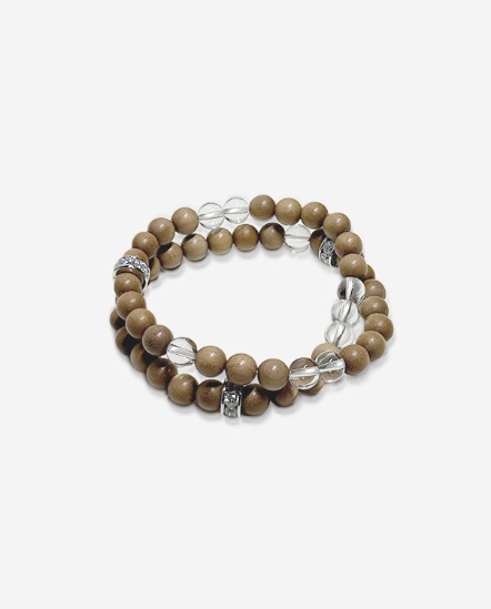 檀韻天成 老山檀香x白水晶 雙圈手串