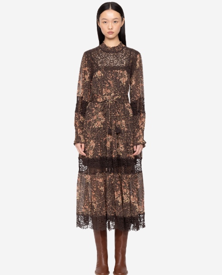 Luisa刺繡花蕾絲花卉洋裝