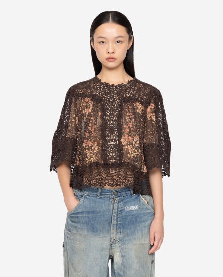 Luisa刺繡花蕾絲花卉短袖衣