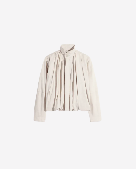 柔軟褶皺短外套/奶油白