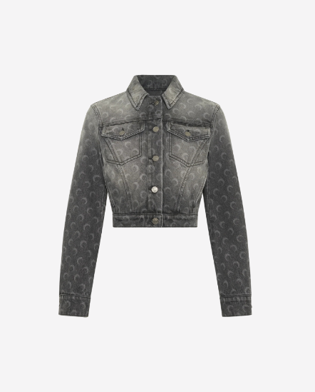 刷色月亮印刷牛仔外套