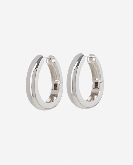 XL Carmella粗水滴圓素金屬耳環/31mm/銀色 