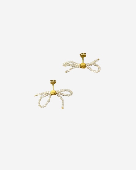 Ribbon Pearl-蝴蝶結珍珠耳環3.5cm