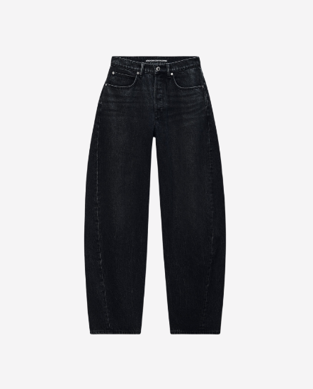 口袋鑽Logo牛仔彎刀褲