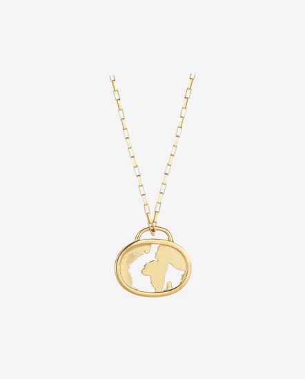 Mother Earth-圓弧形簍空地球吊墜細鍊18k