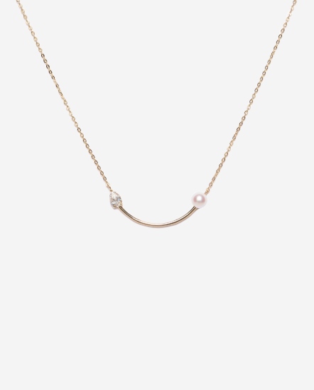 Sorriso Pearl-珍珠晶石弧形項鍊