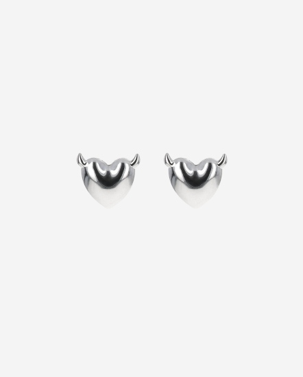 Devil-小惡魔角耳環/銀色