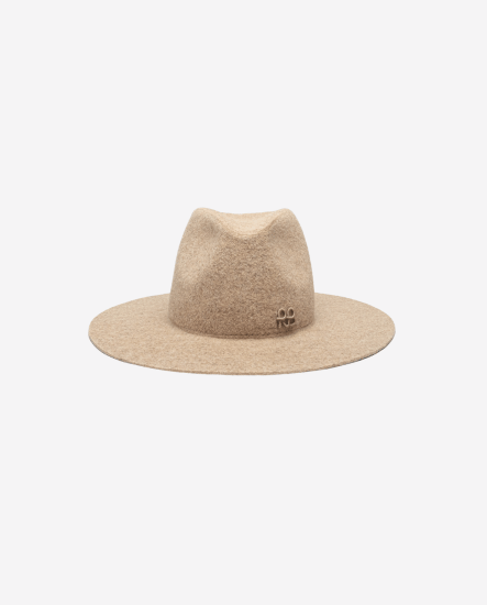 RB捲字凹陷頂毛料紳士帽/米膚