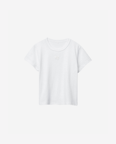 胸前小膠印Wang短袖T/白色