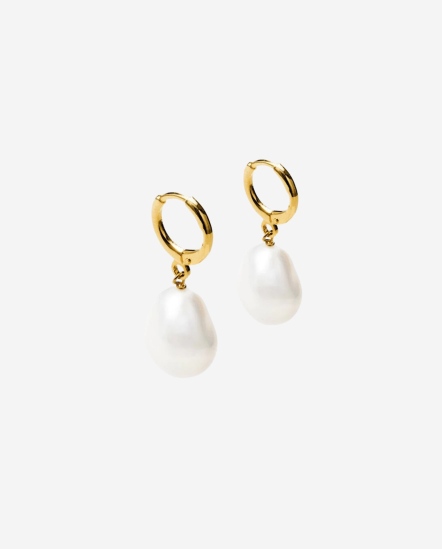 Pear Baroque Pearl-珍珠吊墜耳環