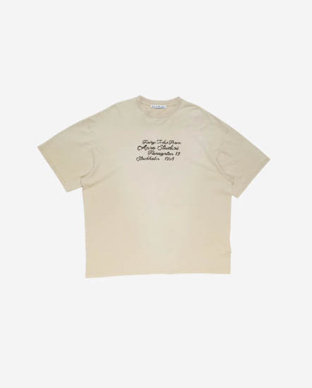 多行標語Logo短袖T/燕麥色