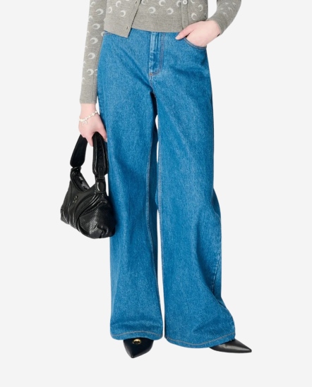 素面牛仔寬褲