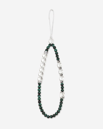 雀曜 孔雀石x白水晶 手機鍊