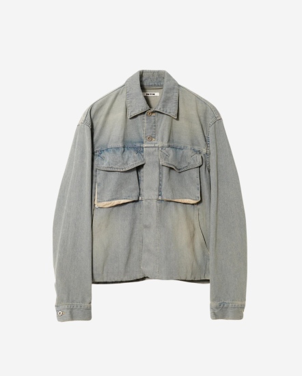 水洗色口袋牛仔襯衫外套